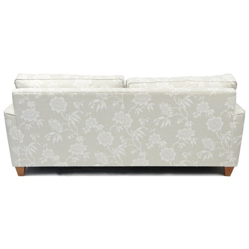 1013A - Contemporary two seater settee with grey floral upholstery, 79cm H x 195cm W x 90cm D