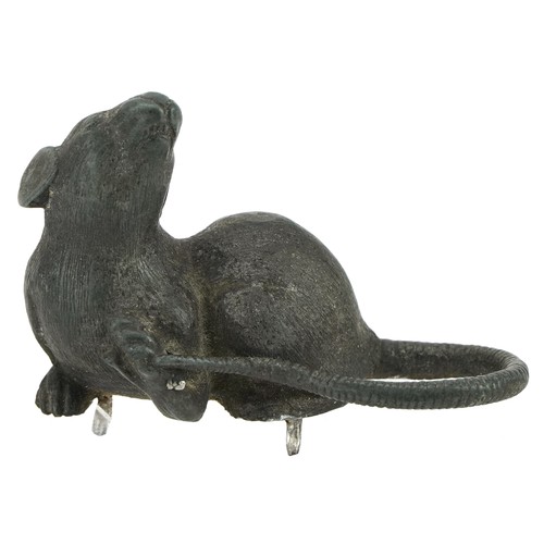 314A - Victorian cast lead study of a rat, 6.5cm in length