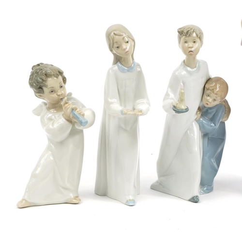 1193 - Six Lladro and Nao figures and figurines including a large dancer and angels, the largest 31cm high