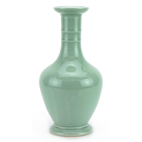 121 - Chinese porcelain vase having a celadon  glaze, six figure character marks to the base, 29cm high