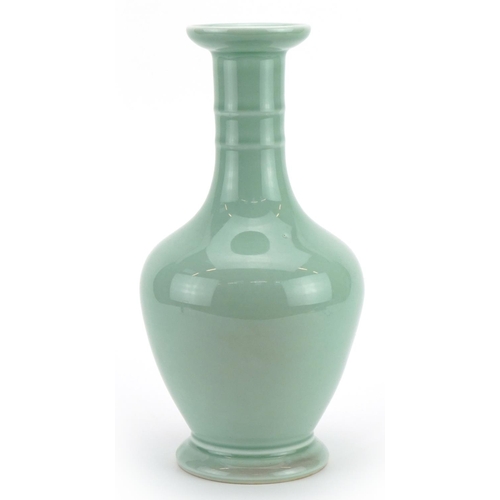 121 - Chinese porcelain vase having a celadon  glaze, six figure character marks to the base, 29cm high