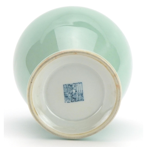 121 - Chinese porcelain vase having a celadon  glaze, six figure character marks to the base, 29cm high