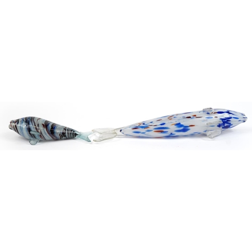 514 - Two Murano style glass fish, the largest 48cm in length