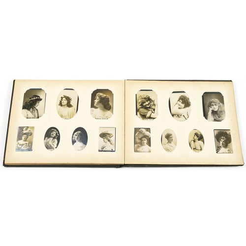 2256 - Ogden's cigarette card photo album with photos including Lord Kitchener, Baden Power and theatrical ... 