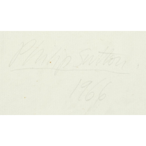 296 - Philip Sutton RA- The Artist's Wife Wearing a Fijian headdress, pencil signed woodcut print inscribe... 