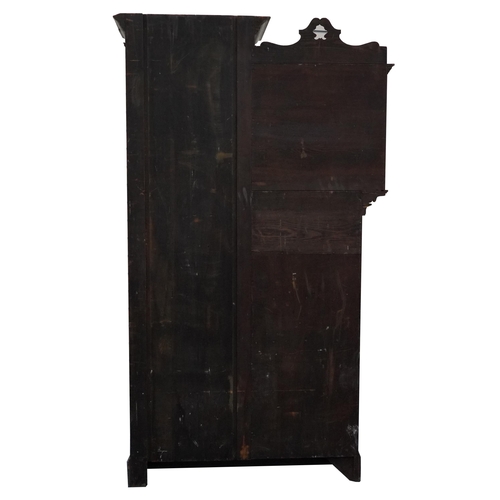 1044 - Manner of Liberty & Co, Arts & Crafts oak wardrobe with mirrored door and copper mounts, 211cm H x 1... 