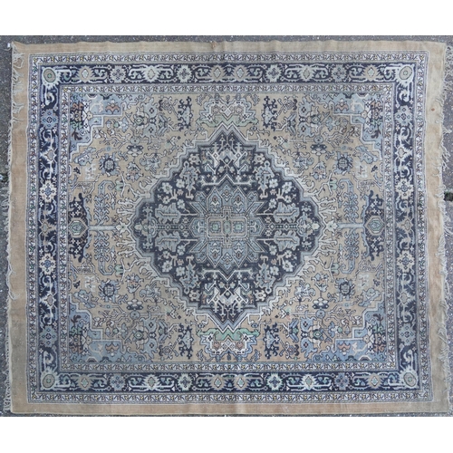 1075 - Rectangular Persian carpet having an allover floral design onto a brown ground, 310cm x 265cm