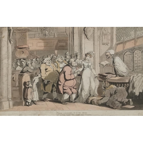 599 - Thomas Rowlandson - Plutus Commands in a Church and to the Arms of Doting Age, she Yields her Charms... 