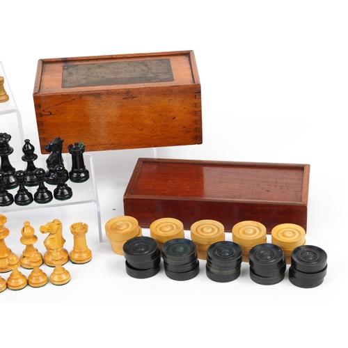 2004 - Antique and later games including turned wood chess sets and bone and ebony Dominoes
