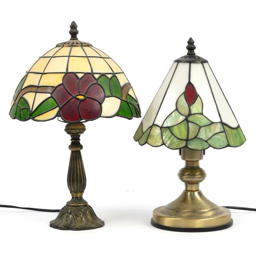 560 - Two Tiffany design table lamps with shades, the largest 38cm high