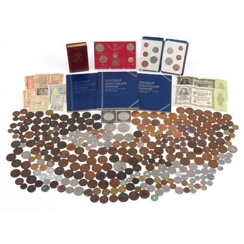 2434 - Antique and later British and world coinage and banknotes including three collection albums, Britain... 