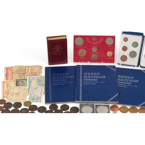 2434 - Antique and later British and world coinage and banknotes including three collection albums, Britain... 