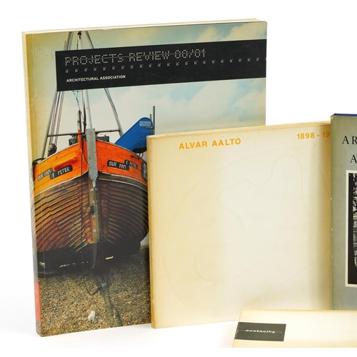 2298A - Four architectural and mid century design books, two signed, comprising signed Ecstasy Catalogue by ... 