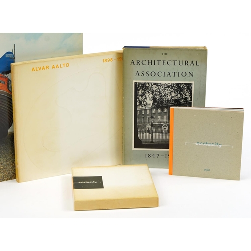 2298A - Four architectural and mid century design books, two signed, comprising signed Ecstasy Catalogue by ... 