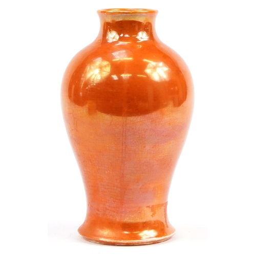 150 - Large Moorcroft Pottery baluster vase having an orange glaze, 31.5cm high