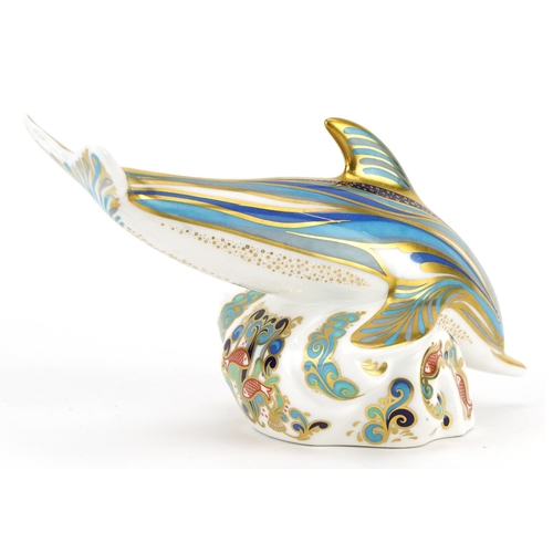 1169 - Royal Crown Derby dolphin paperweight, 18cm in length