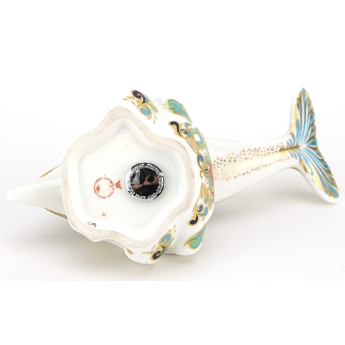 1169 - Royal Crown Derby dolphin paperweight, 18cm in length