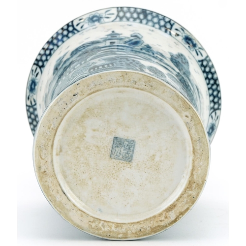 1227 - Three Chinese porcelain vases including blue and white example decorated with a river landscape, 25.... 