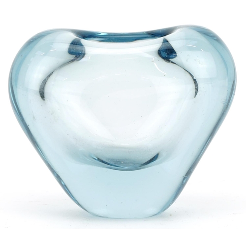 1223 - Holmegaard, Danish aqua blue glass vase, 8.5cm high