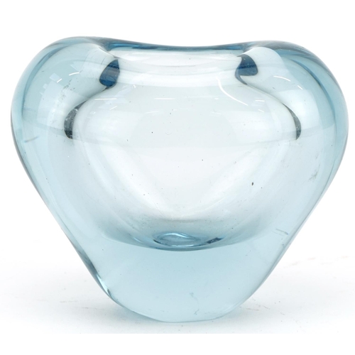 1223 - Holmegaard, Danish aqua blue glass vase, 8.5cm high