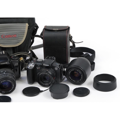 1570 - Vintage and later cameras, lenses and accessories including Canon EOS 1000F, Canon Powershot S5IS an... 