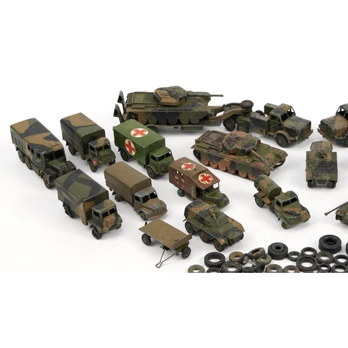 2034 - Vintage Dinky diecast army vehicles including Centurion Tank, Army Wagons, Military Ambulance and Ar... 