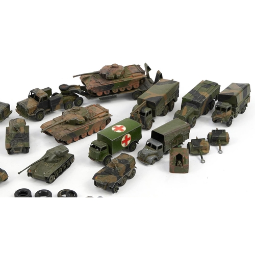 2034 - Vintage Dinky diecast army vehicles including Centurion Tank, Army Wagons, Military Ambulance and Ar... 