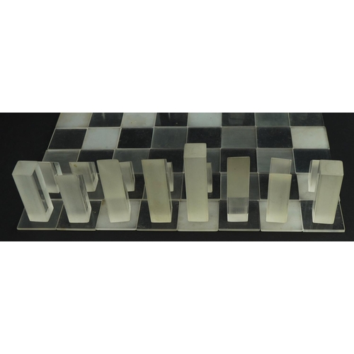 2001 - 1970's Minimum acrylic chess set with case by David Pelham, published by Additions Alecto 1970, the ... 