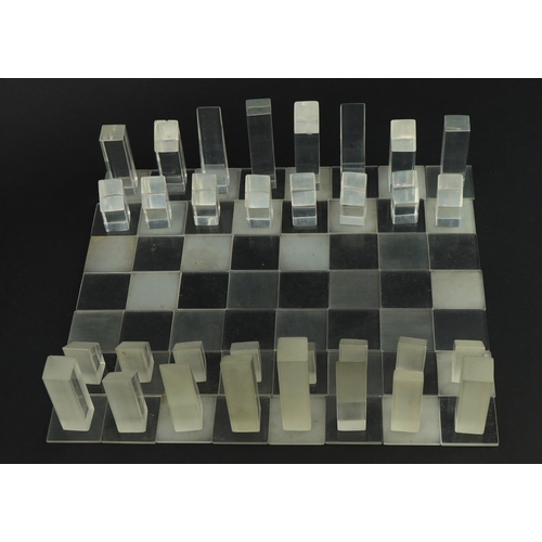 2001 - 1970's Minimum acrylic chess set with case by David Pelham, published by Additions Alecto 1970, the ... 