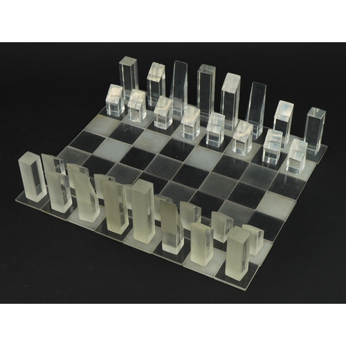 2001 - 1970's Minimum acrylic chess set with case by David Pelham, published by Additions Alecto 1970, the ... 