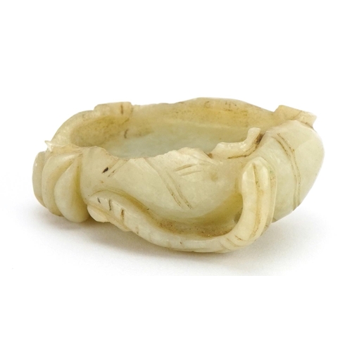 314 - Chinese carved Celadon jade brush washer, 5.5cm in length