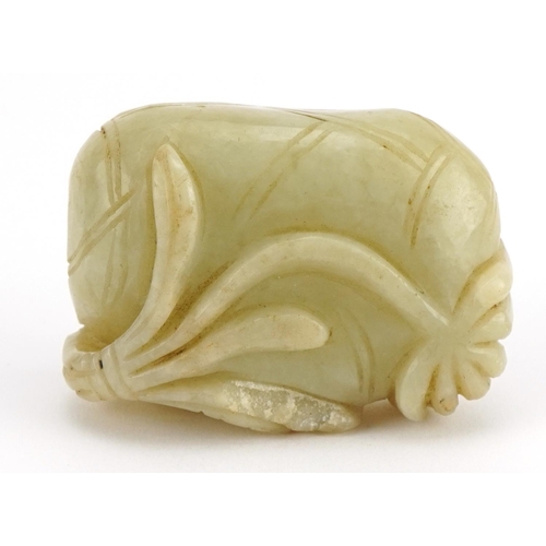 314 - Chinese carved Celadon jade brush washer, 5.5cm in length