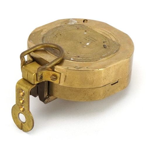 1263A - Military interest brass compass, 9cm in length excluding the suspension loop