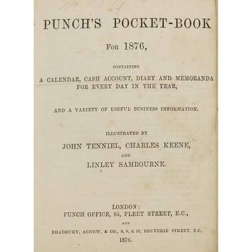 2296 - Victorian leather bound Punch's Pocket Book for 1876 with coloured pull-out, 12cm high