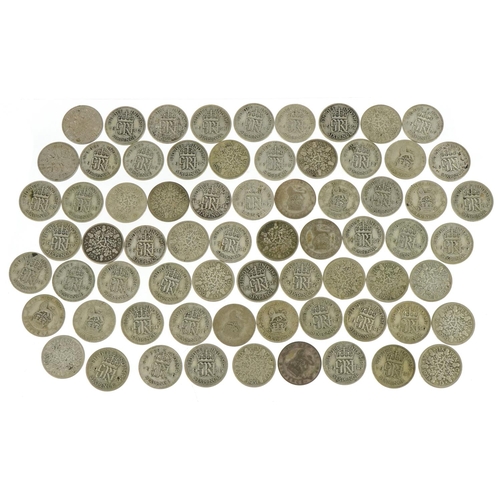 2384 - British pre decimal, pre 1947 sixpences, 187.5g