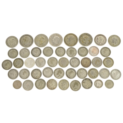 2392 - British pre decimal coinage including shillings and half crowns, 302g