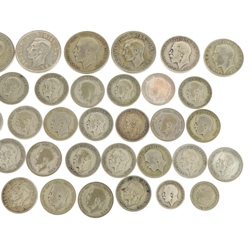 2392 - British pre decimal coinage including shillings and half crowns, 302g