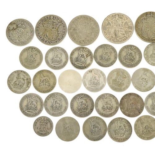 2392 - British pre decimal coinage including shillings and half crowns, 302g