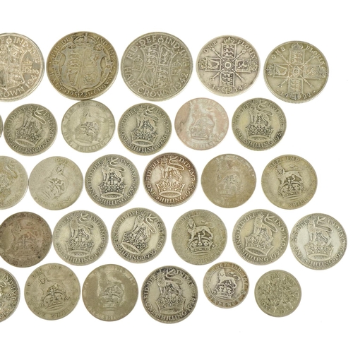 2392 - British pre decimal coinage including shillings and half crowns, 302g