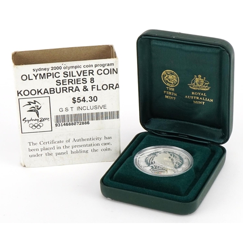 2413 - Australian Sydney 2000 Olympic silver kookaburra with fitted case