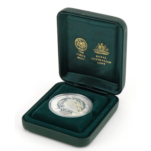 2413 - Australian Sydney 2000 Olympic silver kookaburra with fitted case