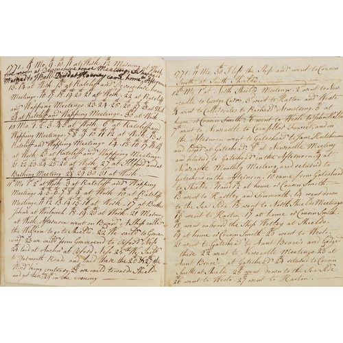 2272 - 18th century vellum bound journal or diary relating to James Moore, inscribed Born the 14th of 1 Mo ... 