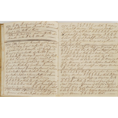 2272 - 18th century vellum bound journal or diary relating to James Moore, inscribed Born the 14th of 1 Mo ... 