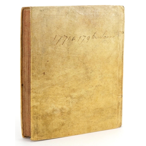 2272 - 18th century vellum bound journal or diary relating to James Moore, inscribed Born the 14th of 1 Mo ... 