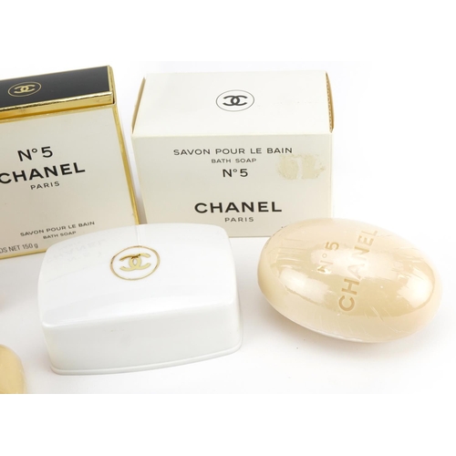 81 - Chanel no 5 toiletries including two bath soaps with boxes