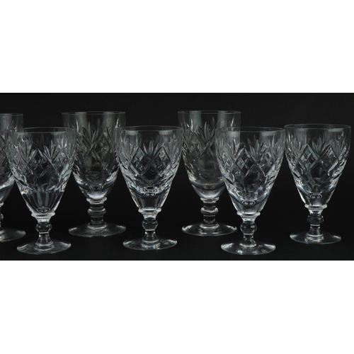 1190 - Two sets of Royal Doulton crystal glasses comprising a set of four and a set of six, the largest 13.... 