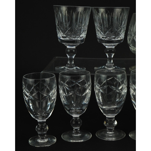 1189 - Cut crystal glasses comprising set of six Waterford, pair of Thomas Webb and pair of Royal Doulton, ... 