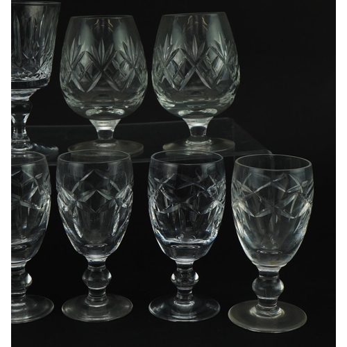 1189 - Cut crystal glasses comprising set of six Waterford, pair of Thomas Webb and pair of Royal Doulton, ... 