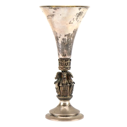 332 - Hector Miller for Aurum, silver and gilt King's College Chapel goblet, limited edition 32/500, 16.5c... 