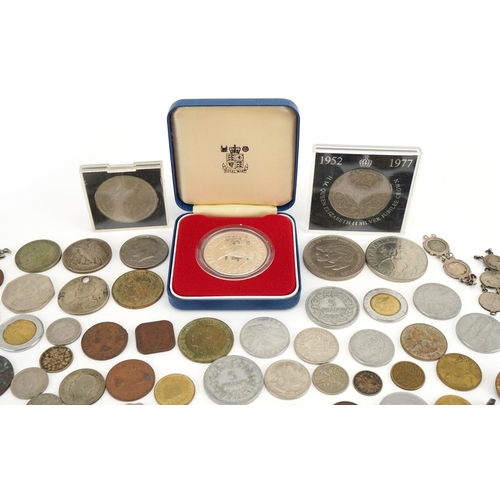 2403 - Antique and later British and world coinage, some silver, including florin and commemorative crown